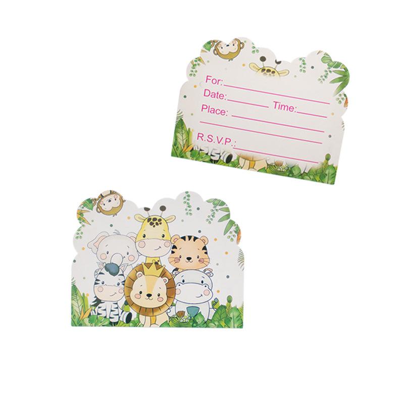 Dschungel-Tier-Geburtstagsparty-Dekoration Zoo-Partyzubehör Papier Teller Papiertassen Tischdecken Geburtstagsfest