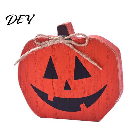Handmade Wood Crafts Halloween Table Sign, Wooden Pumpkin Ghost Bat Block Rustic Tiered Tray Decor Ornament for Tabletop Home Office Indoor