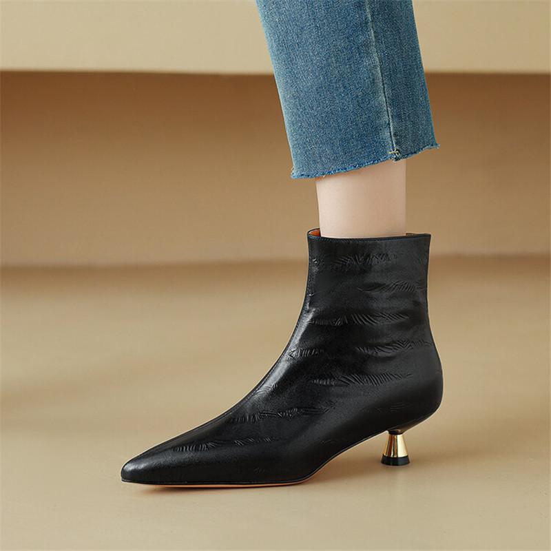 Mode Nouvelles Bottes d'Automne en Cuir Véritable pour Femmes Mode Bout Pointu Bottes de Chevalier pour Femmes Bottines Femmes Fait Main Botines Mujer