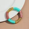 Retro Acrylic Chunky Bamboo Curved Tube Bracelets for Women Boho Mixed Color Resin Stretchy Stack Bangles Trendy Jewelry Gifts
