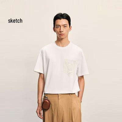 CROQUIS Men's 2025 Autumn Loose Fit Round Neck Short Sleeve T-Shirt