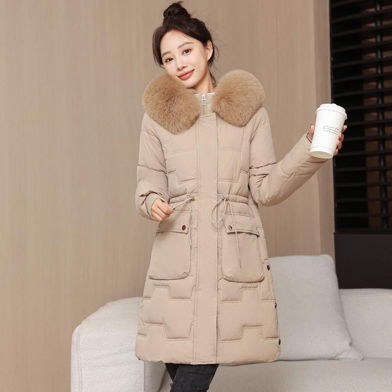 Padded Clothes, Padded Clothes, Women's Winter Coat, New Long Slim-fitting Waist, Big Fur Collar, Padded Jacket Thickened.