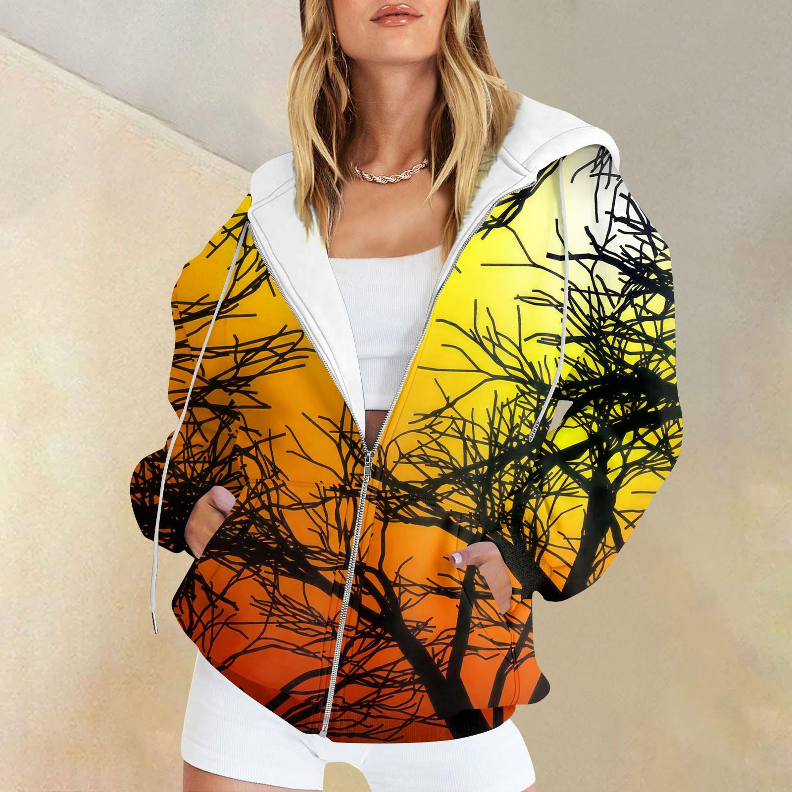 

Женская мода повседневная толстовка с принтом на Хэллоуин осень-зима с длинным рукавом кардиган с карманами на молнии куртка с капюшоном XXL оранжевый