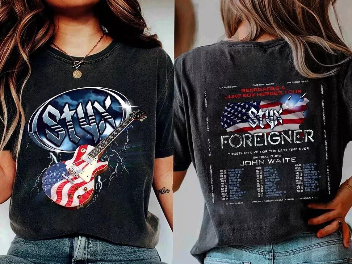 Styx Foreigner And Tour 2024 Summer Fan Band Gift T-Shirt Concert Fans S-3XL XXXXL