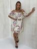 Women's Summer Spanish Dress with Ruffles In Flowers Beige Universal