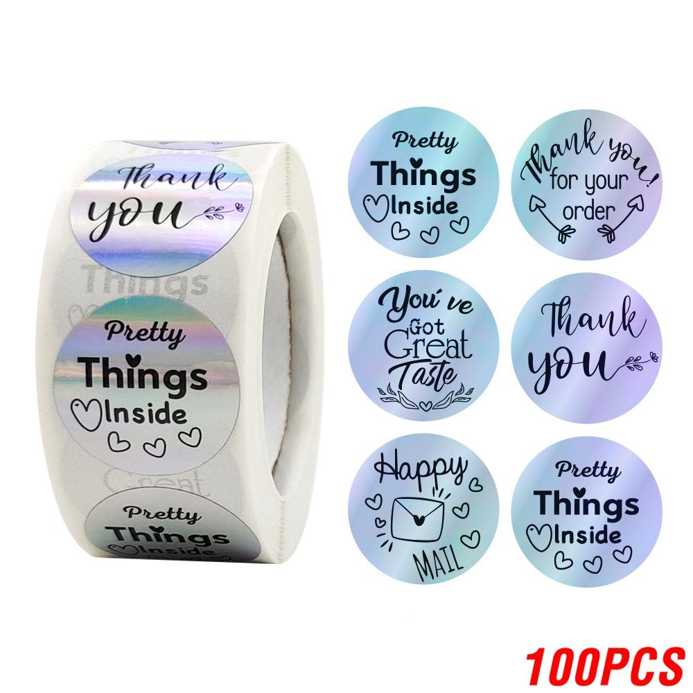100-500pcs Thank You for supporting my small business Sticker Holographic Laser Stationery Seal Labels Sticker Wrapping Supplies