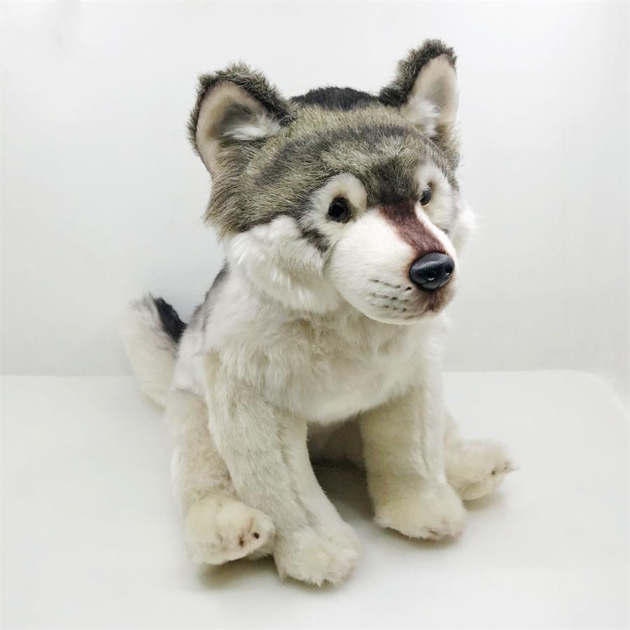 Kojote High Fidelity Anime Niedlicher Grauer Wolf Plüschtier Hund Plüschtiere Lebensechte Tiere Simulation Stofftier Kawaii Spielzeug Geschenke Kinder
