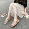 2025Women's Sandals Vintage UL Rainbow Blue Beach Slippers Handmade Bohemian Espadrilles