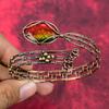 Faceted Ammolite Cuff Bracelet Copper Wire Wrapped Bangle Gemstone Adjustable Cuff Bracelet Handmade Bangle Copper Jewelry Engagement Gifts