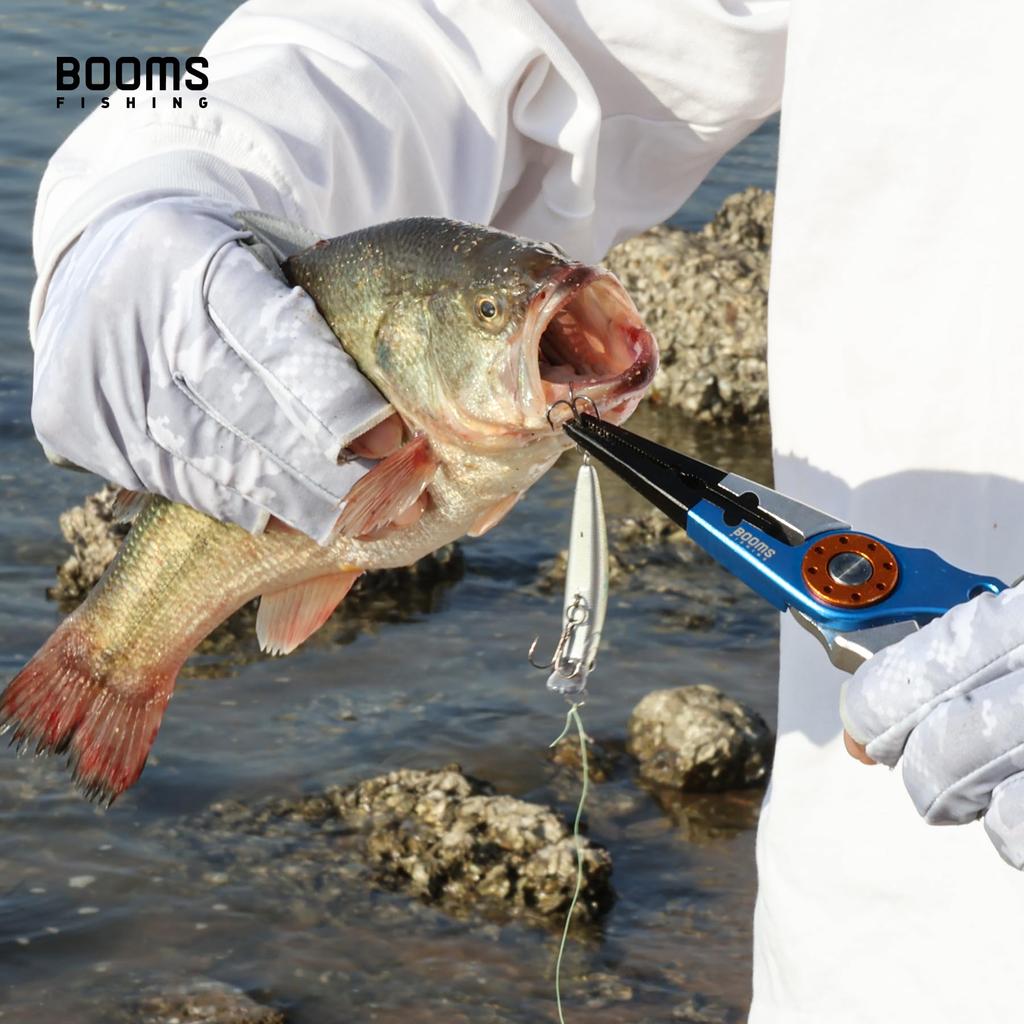 Booms Fishing X01 Fishing Pliers, Multi-functional Aluminum Alloy Pliers with Needle Remover, Line Cutter, and Hook Remover, Rust-Resistant and