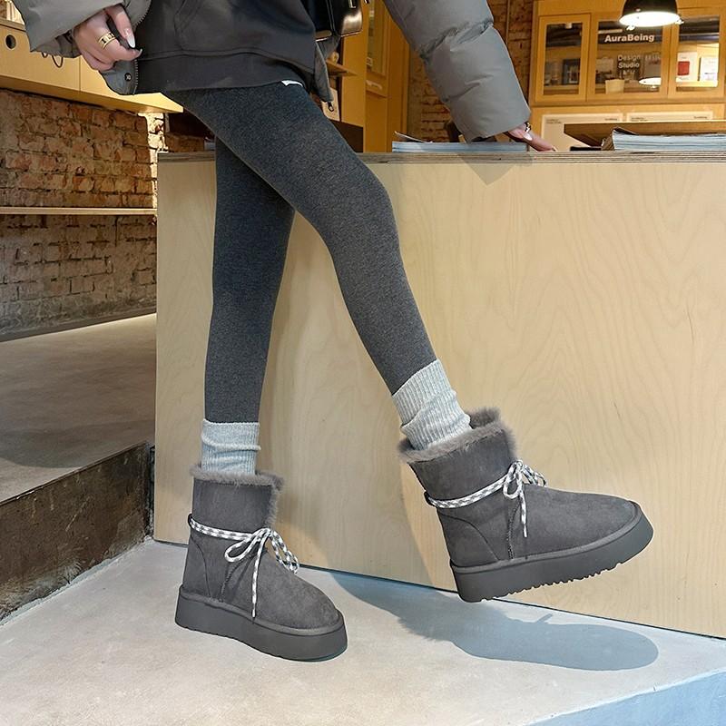 

Женские зимние теплые меховые ботинки большого размера на мягкой подошве, противоскользящие, на подкладке, до щиколотки, для занятий спортом на открытом воздухе, меховые хлопковые ботинки 40 серый