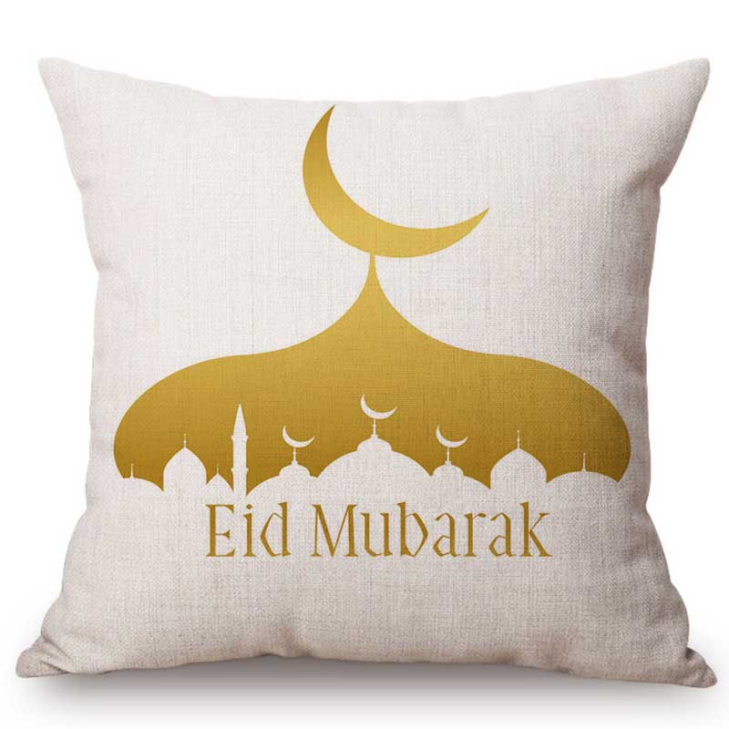 Moslem Eid Ramadan Muslim Islamic Cultural Home Decorative Sofa Throw Pillow Case Cotton Linen Golden Arab Mosques Cushion Cover