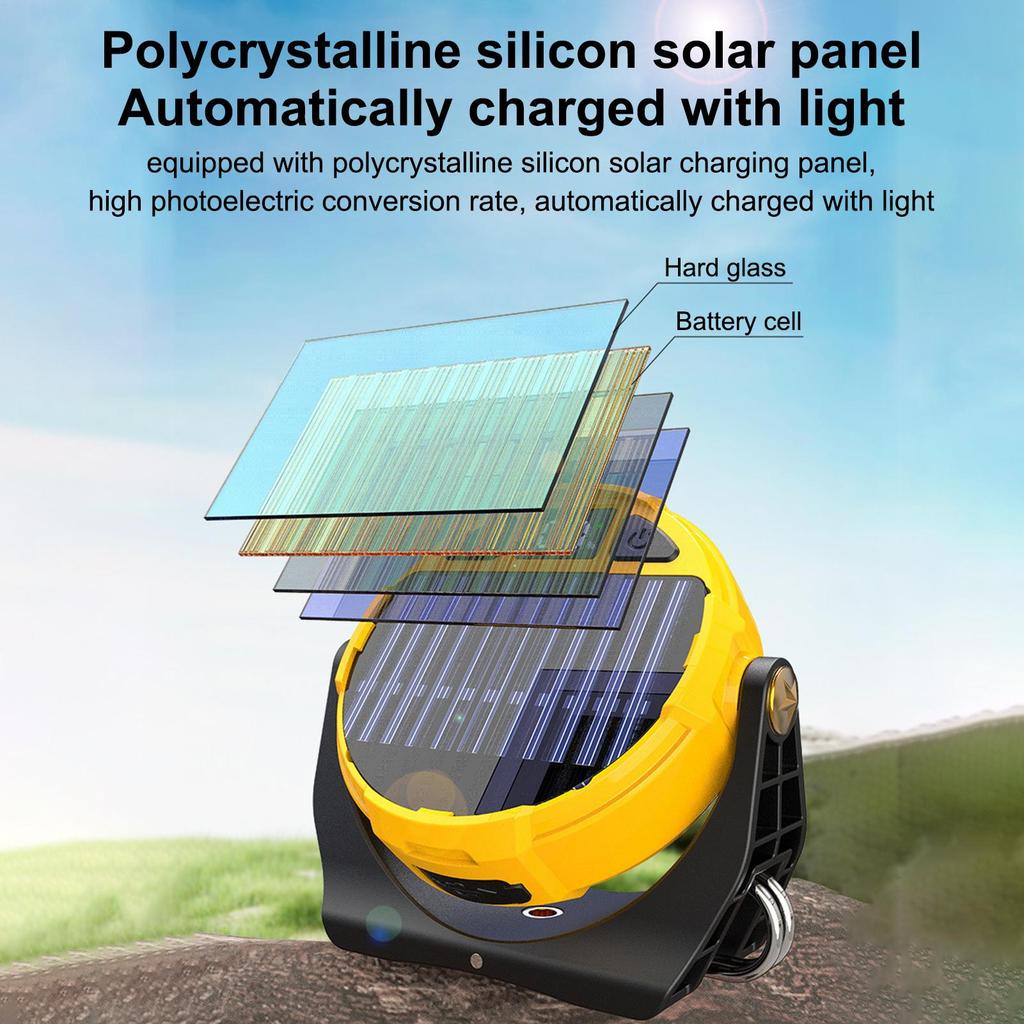 Rechargeable Work Light RGB Magnet Work Light Waterproof Bright Solar LED Lamp Multi-mode For Workshop Camping Job Site Fishing