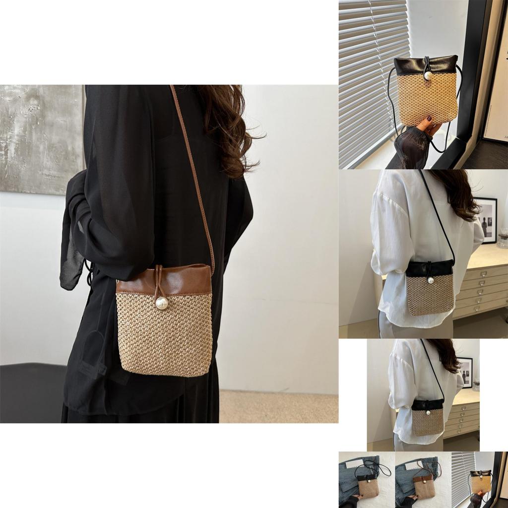 Fashionable Woven Street Style Crossbody Bag With Phone Pocket In Black Or Brown