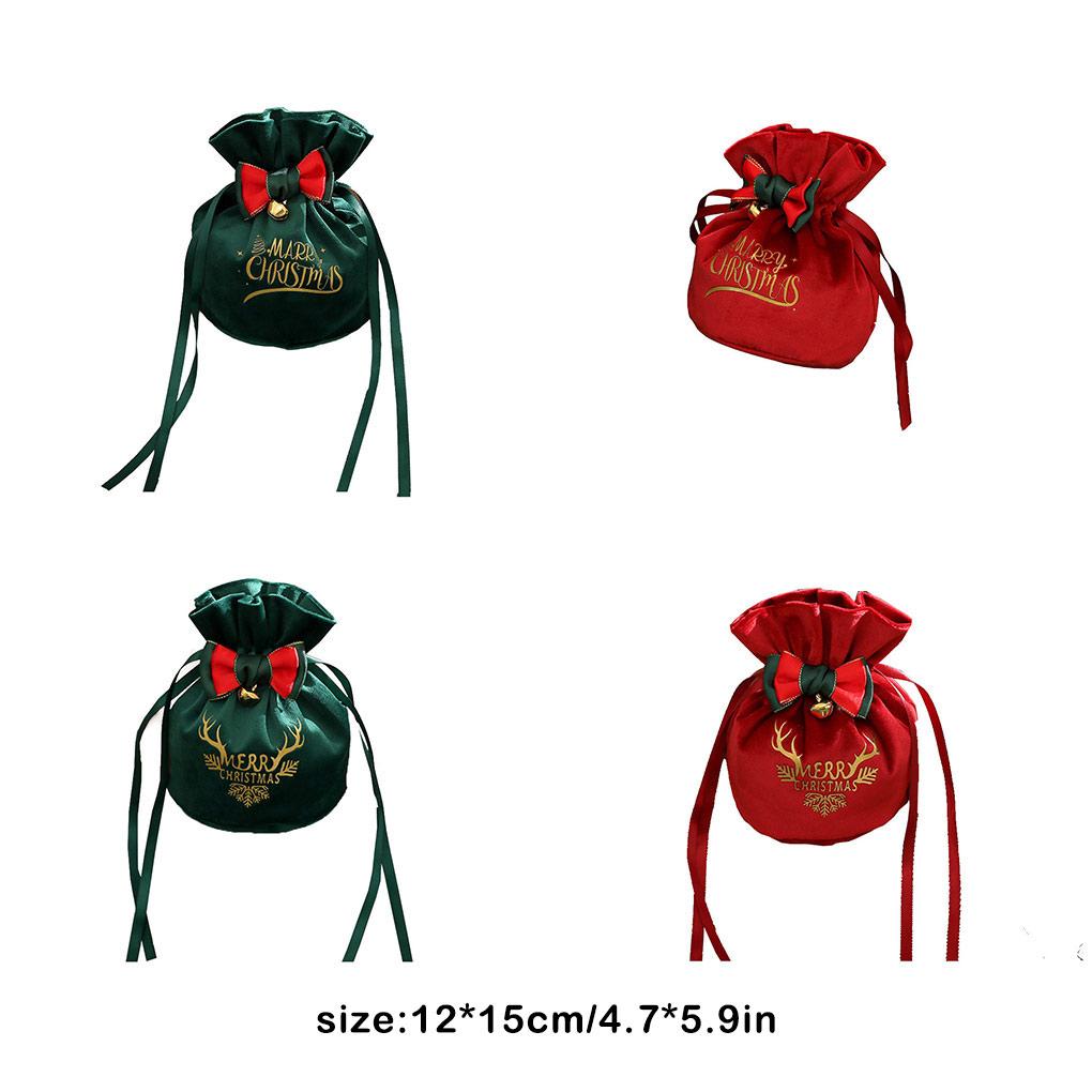 Christmas Eve Fruit Storage Bag with Drawstring Portable Gift Festival Party Favor Pouch Decoration Pack Biscuit Organizer