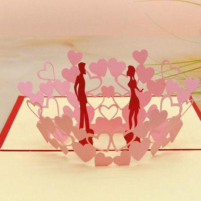 3D Handmade Pop Up LOVE Wedding Couple Invitations Greeting Cards Red