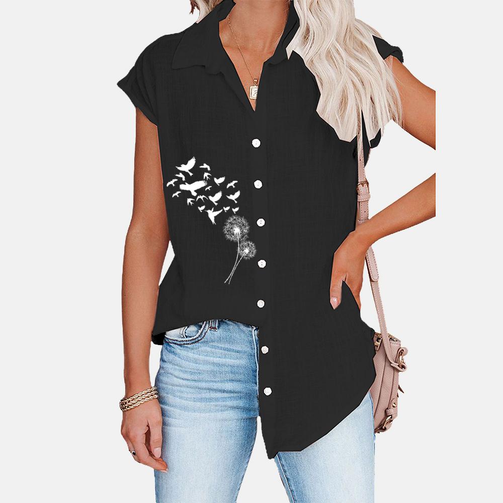 Tricou cu imprimeu casual pentru femei, la moda de primavara si vara, bluze cu maneca scurta, camasa cardigan subtire marime mare