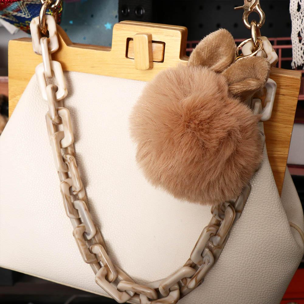 Hair Woman Bag Charms Car Pendant Bunny Keychain Bag Pendant Fur Ball Key Ring Pom Pom Key Chain