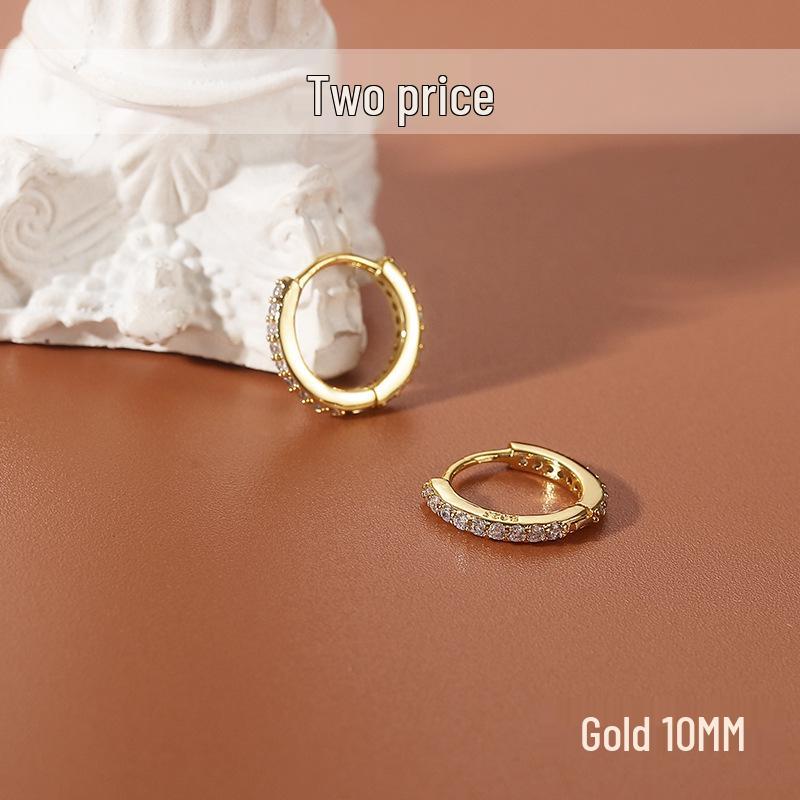 925 Sterling Silver Stud Earrings & Diamond-Set Ear Cuffs: Women's Elegant Hoop Jewelry for Pierced Ears - INS Style