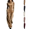 Damen Freizeit Jumpsuit mit hohem Kragen und langen Ärmeln im koreanischen Stil für Herbst Winter