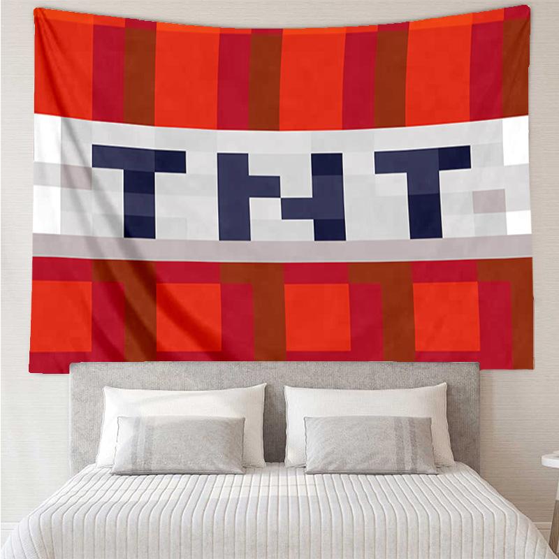 Blocky pixel game Tapestry for Bedroom Aesthetic Classroom Tapestries Wall Hanging for Living Room Dorm Office,Ideal Creative Gift