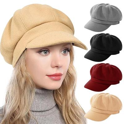 Neue Herbst-Wintermützen für Damen Einfarbig Achteckige Winter-Malerin Damenmütze Lässige Kappe Damen S3S3