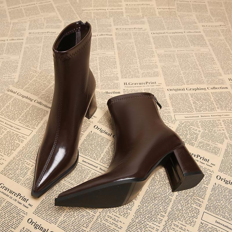 Fashion 2025 New Women Trend Ankle Boots High Heels Short Designer Shoes Women Comfortable Autumn Elegant Outdoor Boots Zapatos De Mujer