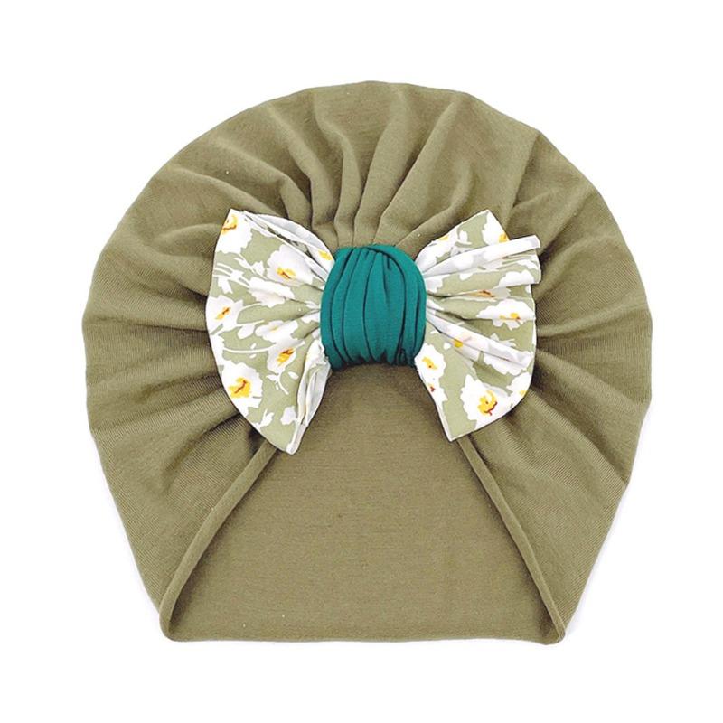 New Infant Printed Bow Hat Children's Comfort Warm Hat Baby Fontanelle Hat Dome