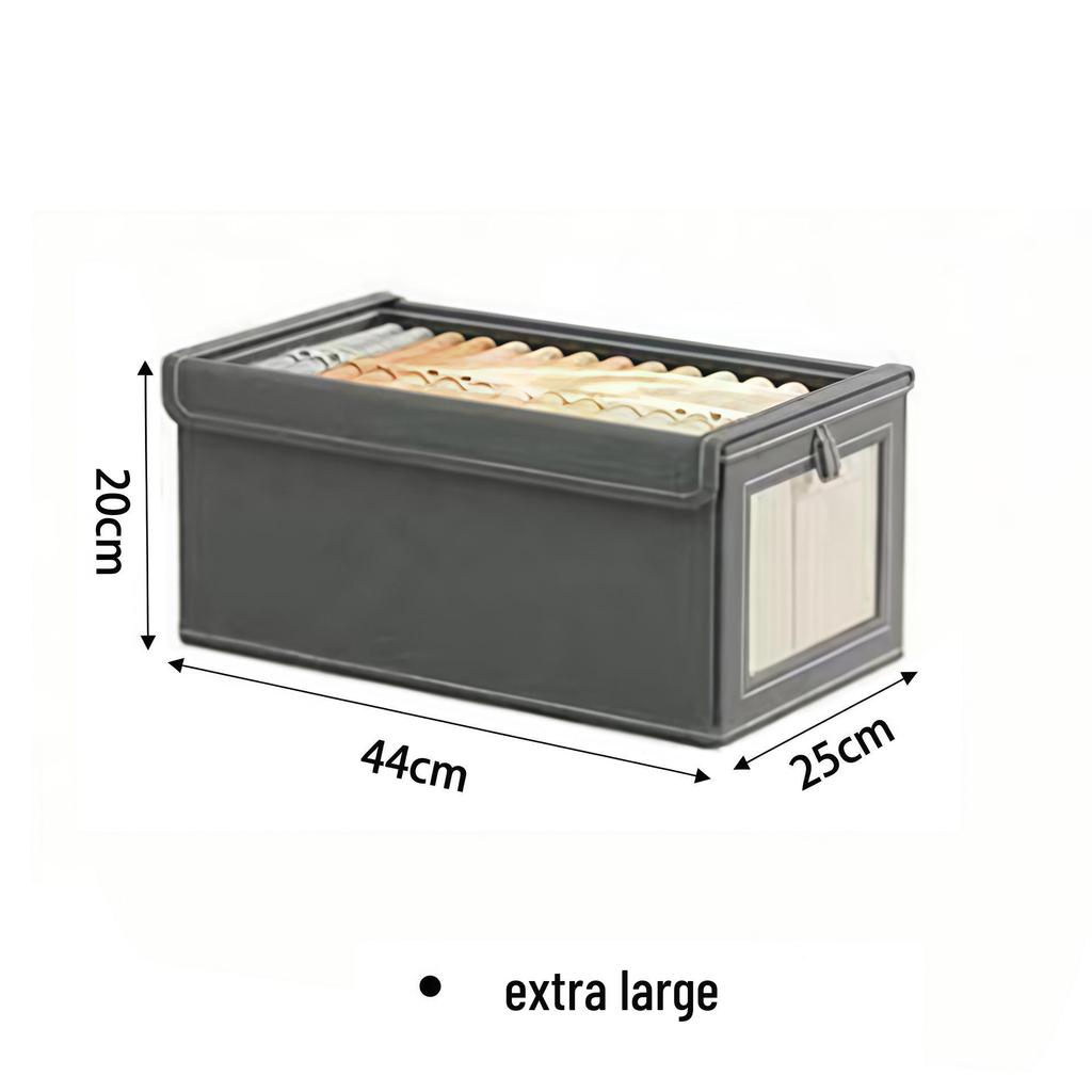 Cotton Linen Wardrobe Organizer Box with Mesh Visibility