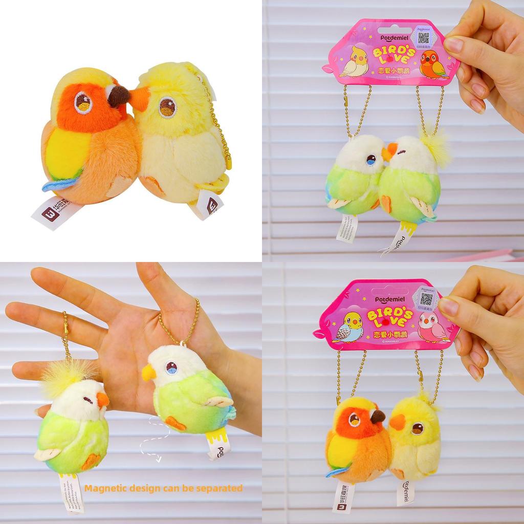 Portachiavi Pappagallo Peluche con Attacco Magnetico per Regalo e Decorazione