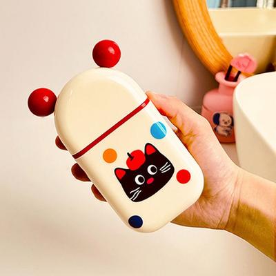 Creatieve Leuke Kat Zeepbakje Cartoon Zelfafwaterend Reis Zeepbakje Lekdicht Draagbare Zeepcontainer Badkameraccessoires