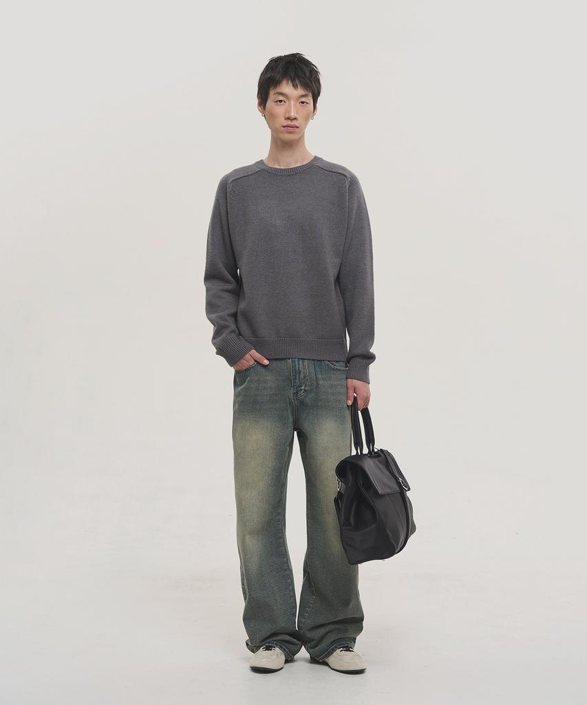 NOISE Essential Round Crop Knit - Gray