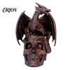 Bookshelf Display Figurine Flying Dragon Skull Resin Statue, On Human Figurine, Collectible Fantasy Statue Halloween Abstract Sculpture, Gothic Garden