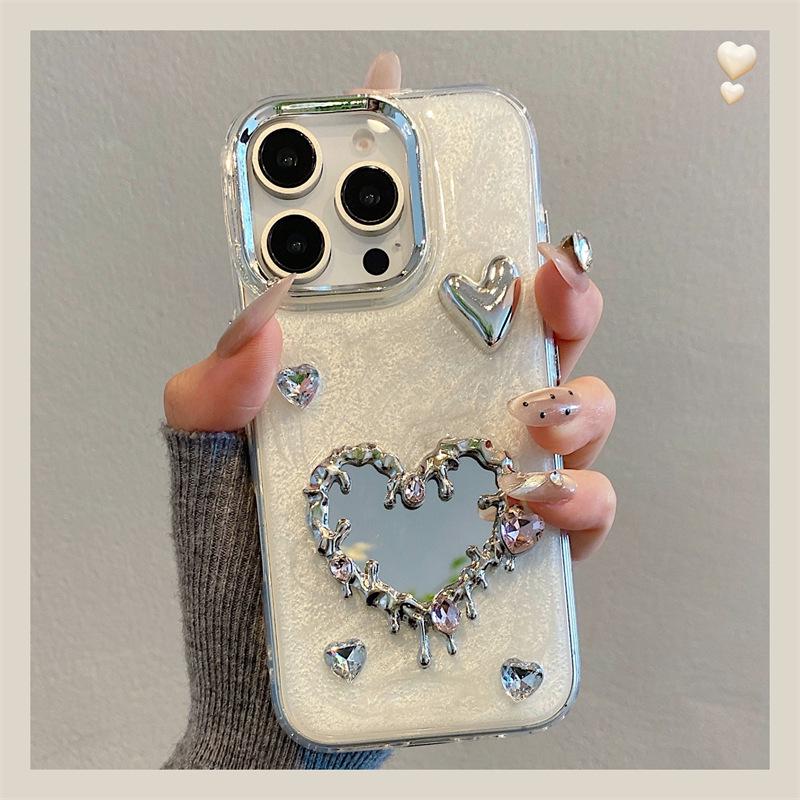 

Elegant Mirror Phone Case for Apple 16 Pro Max, 15 Epoxy, 14 Pro, 13 Pro Max - Japanese & Korean Style iPhone 12 Pro Max