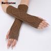 Botvotee Sleeves for Women Arm Warmers Y2k Accessories Fingerless Gloves Long Sleeves Knit Winter White Black Fashion Oversleeve