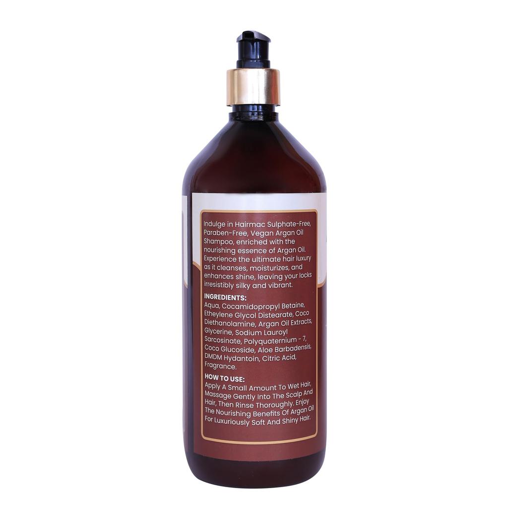 Hairmac Argan Oil Shampoo 1L - Nourishing Cleanser for Smooth, Shiny Hair - Deep Hydration & Frizz Control - Made In India