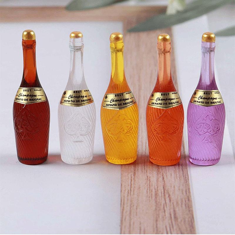 10 szt. Miniaturowy model małej butelki wina do domku dla lalek, symulacja, akcesoria DIY, magnes na lodówkę, lampka nocna, znaki parkingowe, ozdoby