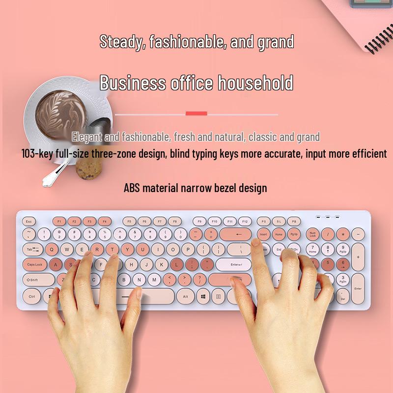 Silent Wired Chocolate Keyboard & Mouse Set for Laptops - Membrane Keys, Punk Style, Office Use