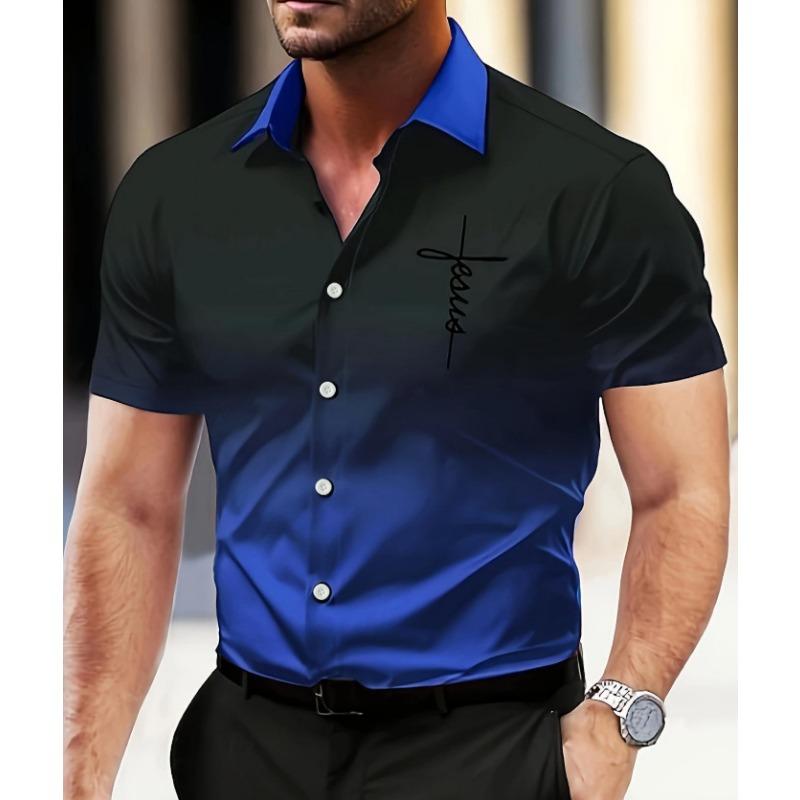 Men's Summer Casual Button Down Shirt Abstract Floral Print Short Sleeve Hawaiian Shirt