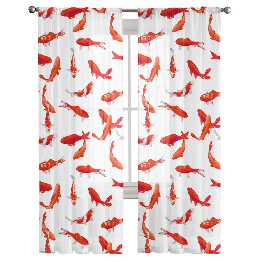 Carp Texture White Modern Curtain For Living Room Transparent Tulle Curtains Window Sheer For The Bedroom Accessories Decor