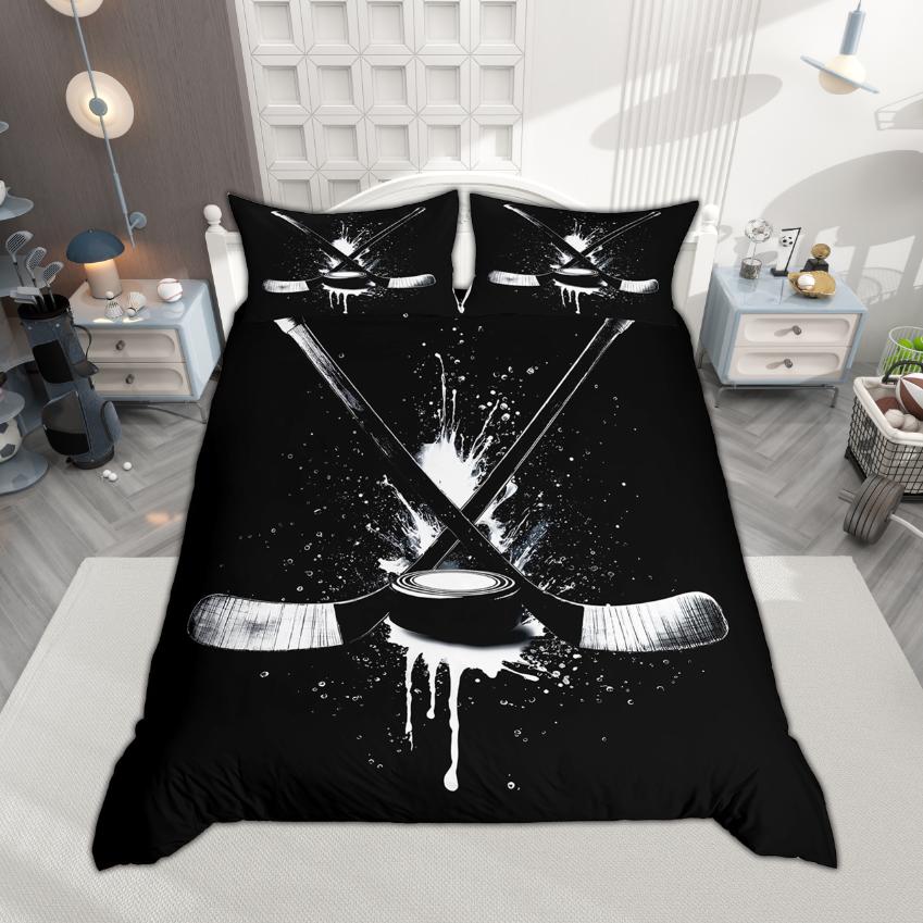 

Homewish Sports Themed Duvet Cover Set for Boys Teens 2pcs/3pcs, Ice Hockey Bedding, Ball Game Quilt Cover Set DE XS 100x135cm 2pcs&set