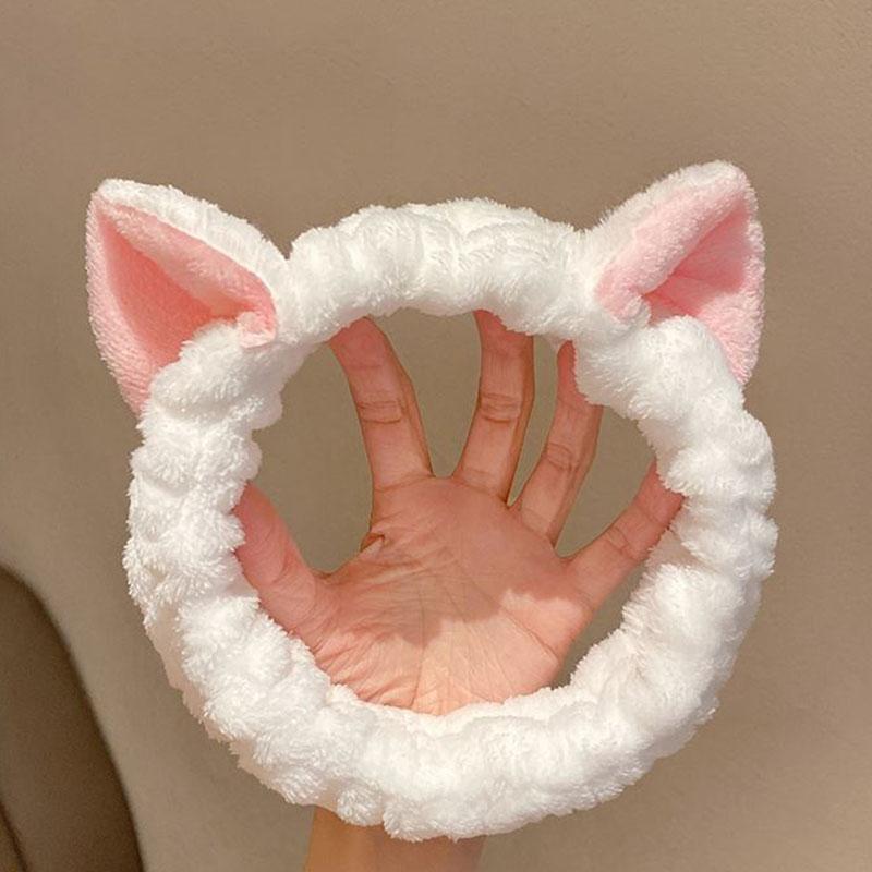Cute Bow Antler Ears Coral Fleece Soft Warm Headband For Women Girl Washing Face Makeup Bath Head Wrap Hairband Hair Accessories