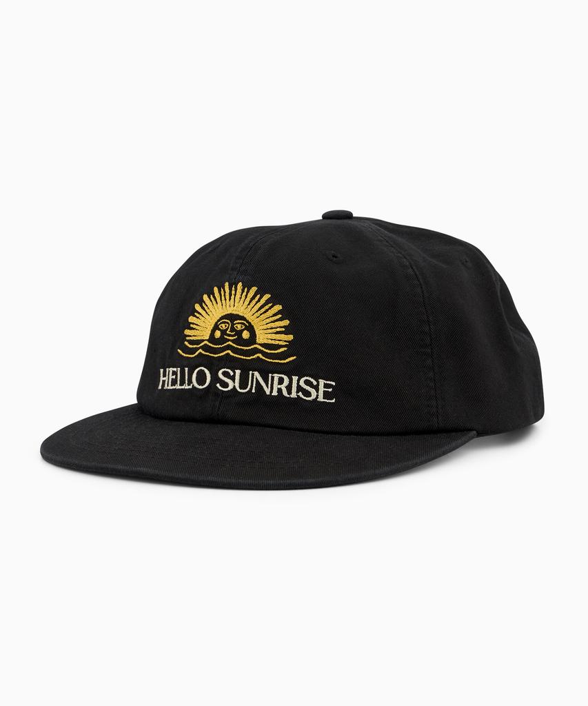 HELLO SUNRISE Washed Two Tone Logo 6Panel Cap_Black