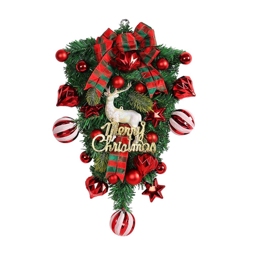 Christmas Teardrop Swag Wall Hanging Ornament Christmas Wreath Xmas Garland for Fireplace Holiday Porch Front Door Decoration