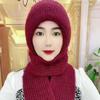 Hat Autumn and Winter Women's Cold-proof Hat, Scarf Integrated Middle-aged Mother Hat, Warm Hat, Ear Protection, Wind and Cold Wind and Snow Hat