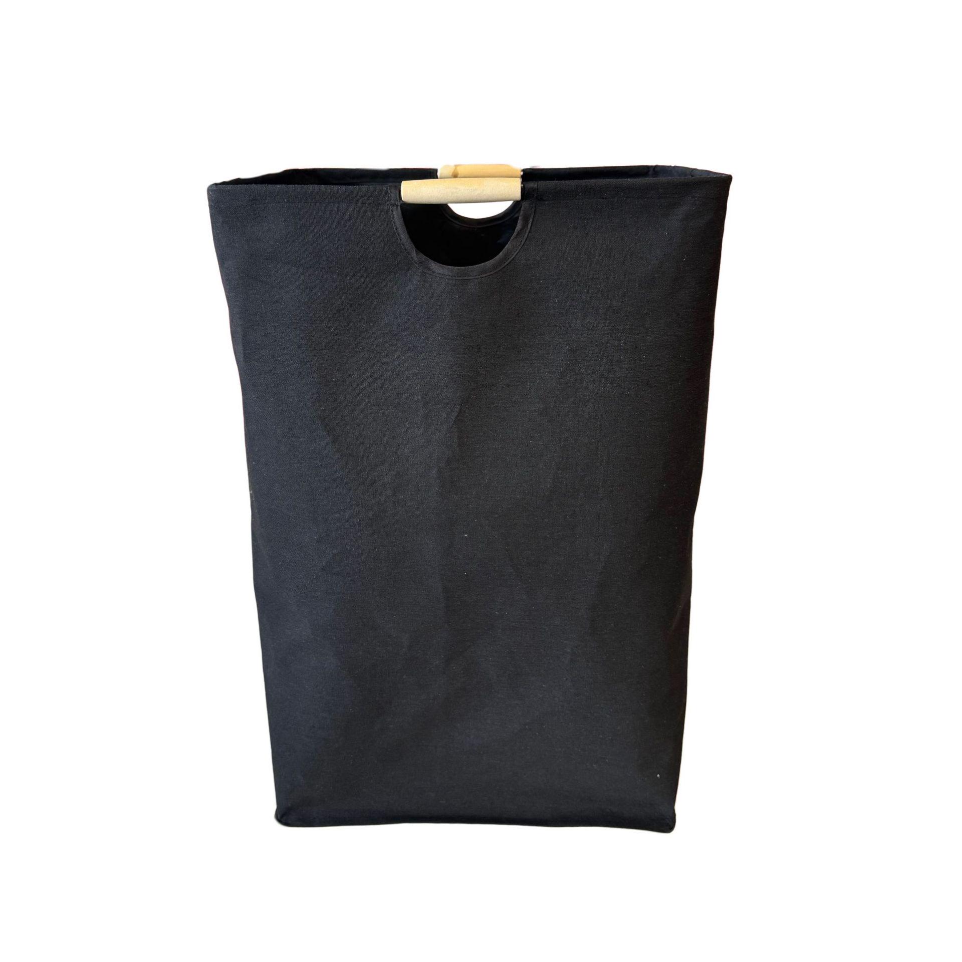 

Foldable Cotton-Linen Laundry Hamper with Wooden Handle - Waterproof and Portable for Bedroom & Bathroom