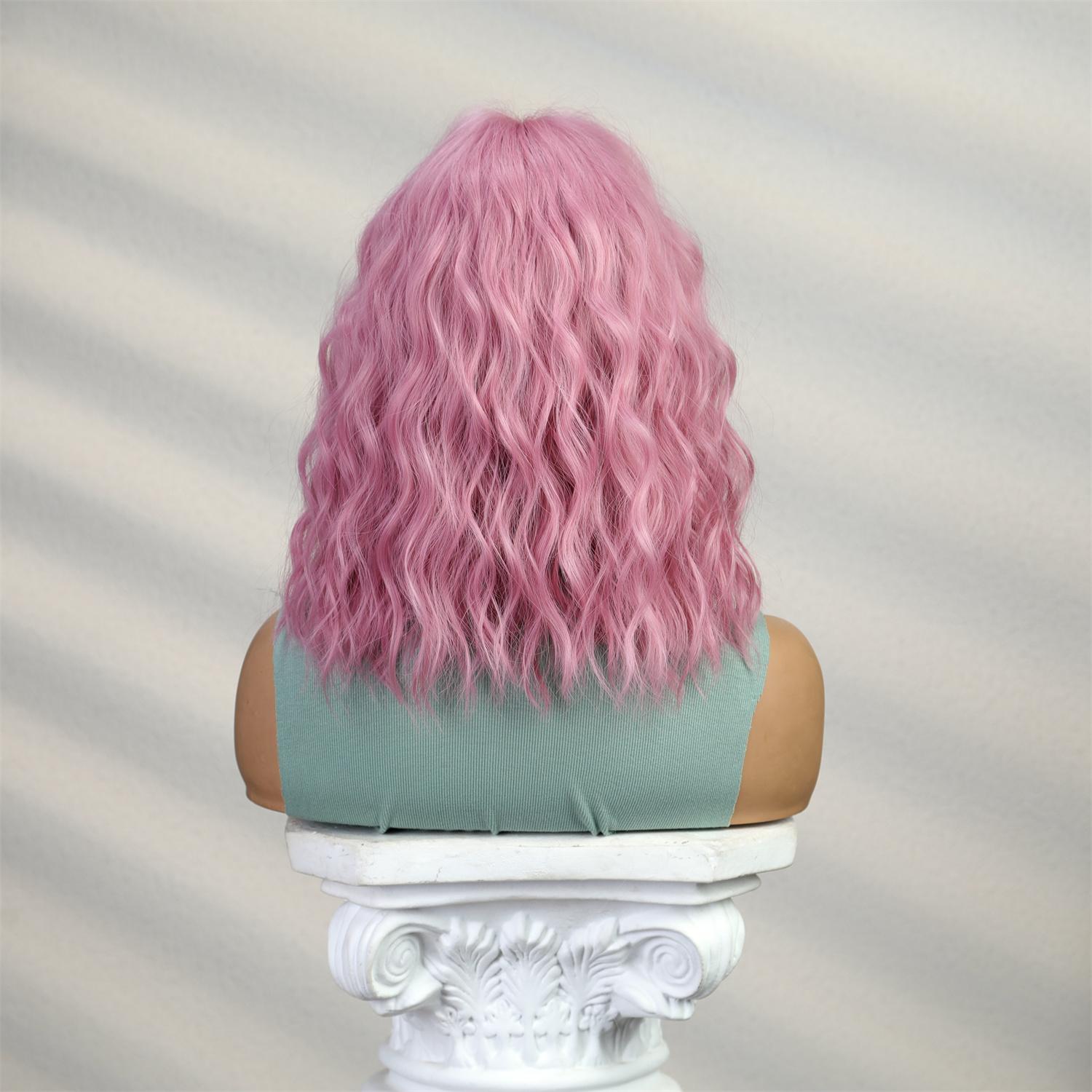 ALAN EATON Короткие парики BOB с челкой Розовый цвет Вьющийся парик для женщин — фото 6