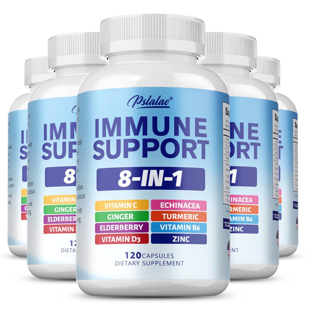 Pslalac Multivitamin Dietary Supplement, Containing Vitamins C/D3/B6, Ginger, and Turmeric, Supports Immunity and Bone Health.