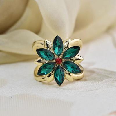 Rhinestone Flower Silk Scarf Ring Women T-shirt Tie Clip Clothes Corner Knotted Button Shawl Scarves Ring Clasp Slide Buckle Clothing Accessories