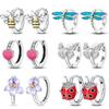 Women's Spring 925 Silver Butterfly Dragonfly Flowers Color Romantic Sweet Earrings Fit for Party Delicate Gift Jewelry